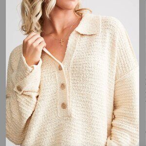 BKE Collared Henley Sweater Size M